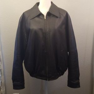 Phase Two brown leather bomber